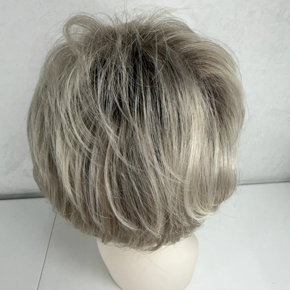 Paula Young AVG Wig Short Layered Pixie Ash Blonde Dark Roots A0304 Synthetic